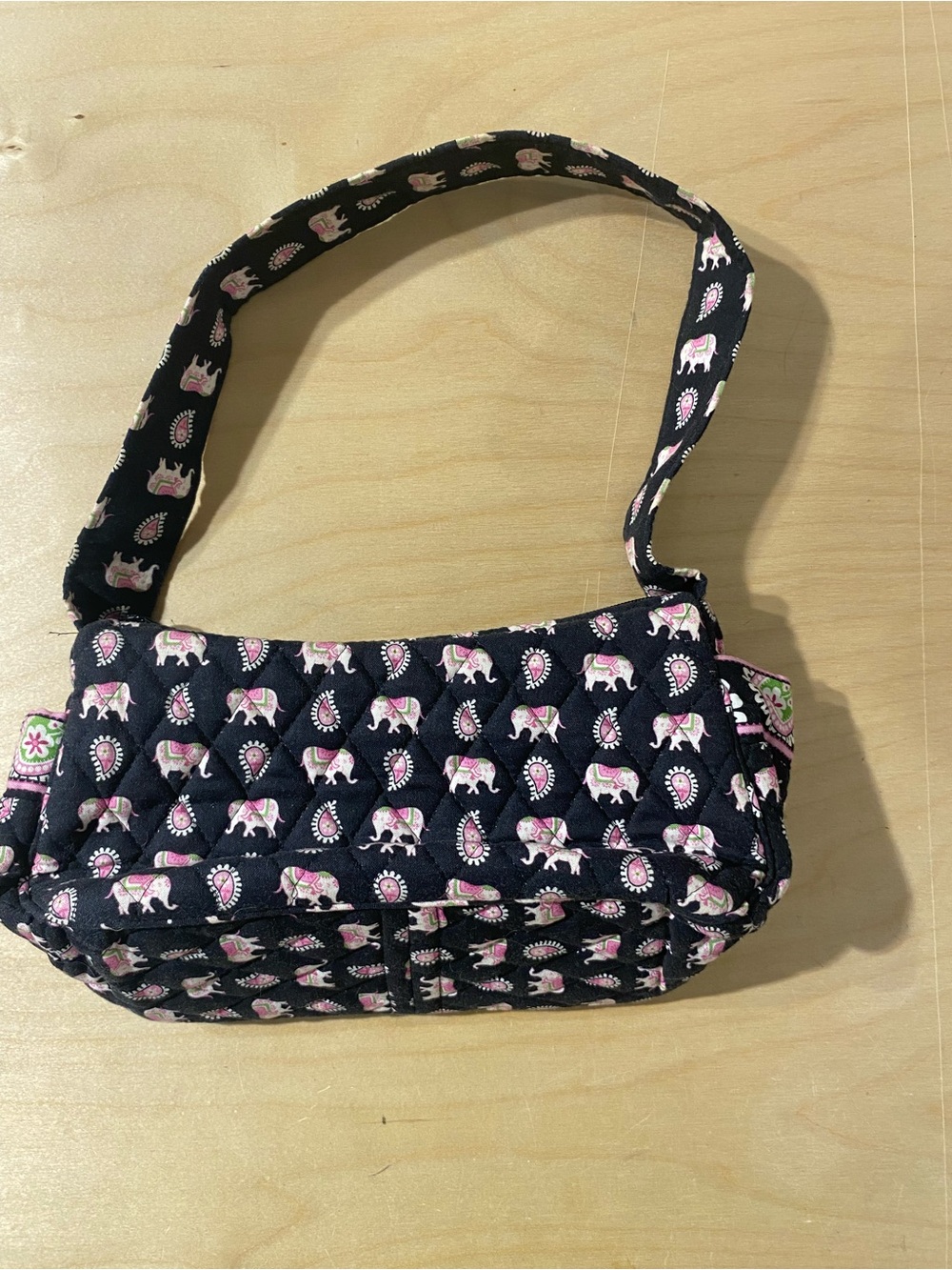 Vera Bradley Quilted Elephant Print Shoulder Bag - Black & Pink (V)
